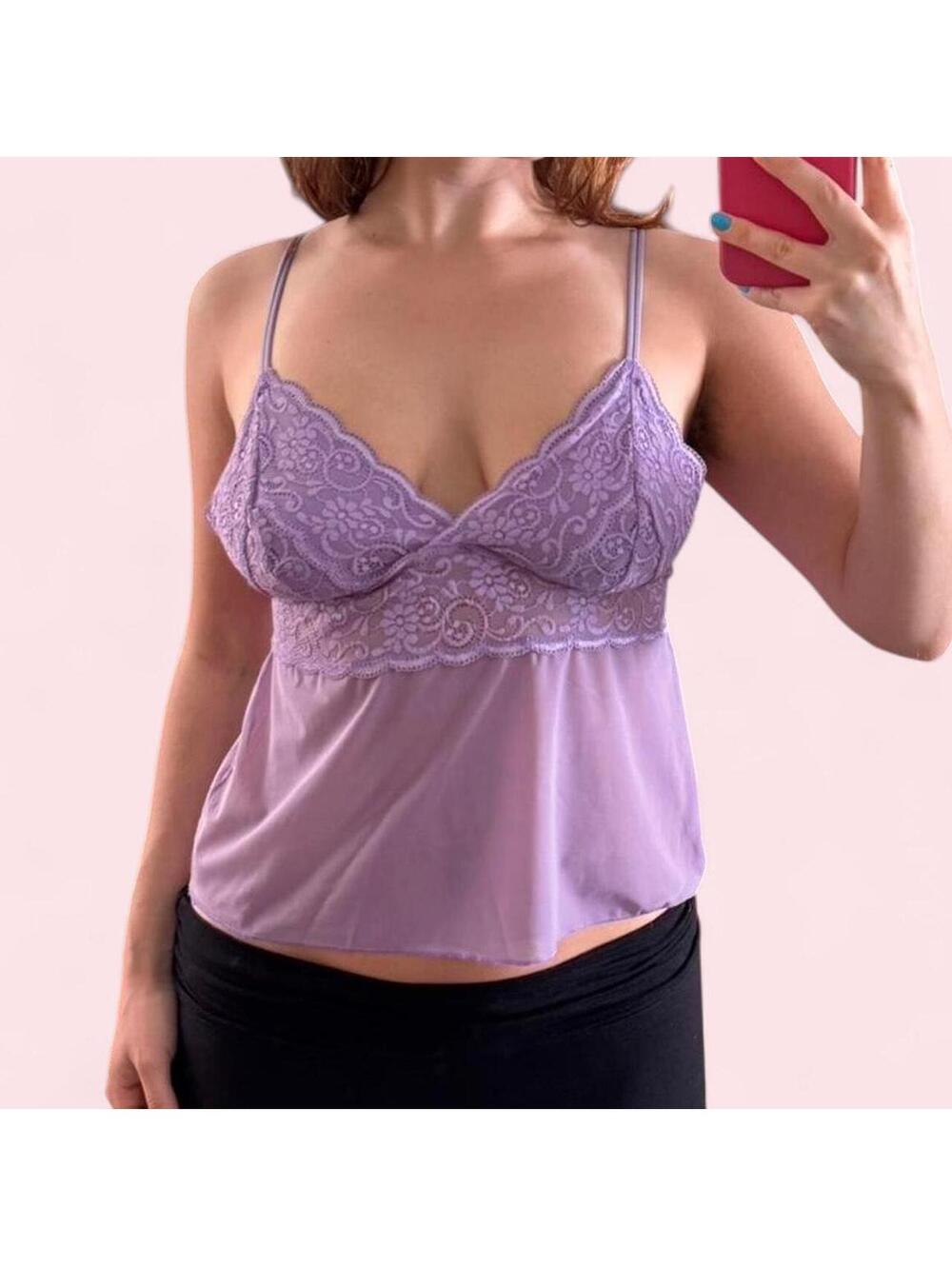 Vintage Vassarette lace lingerie tank top
